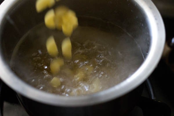 pasta being added to hot water