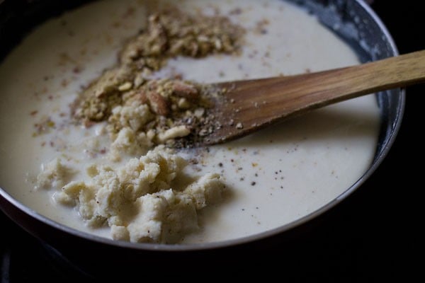 add khoya dry fruits to kulfi mixture