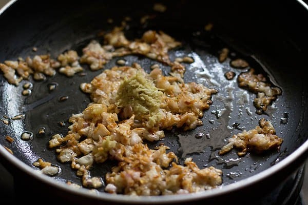 ginger-garlic paste added to the onions. 