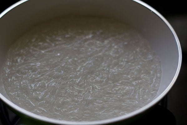 soaking agar agar in water.