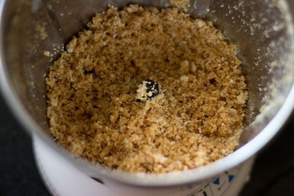 crust mixture looks like wet sand in the grinder.