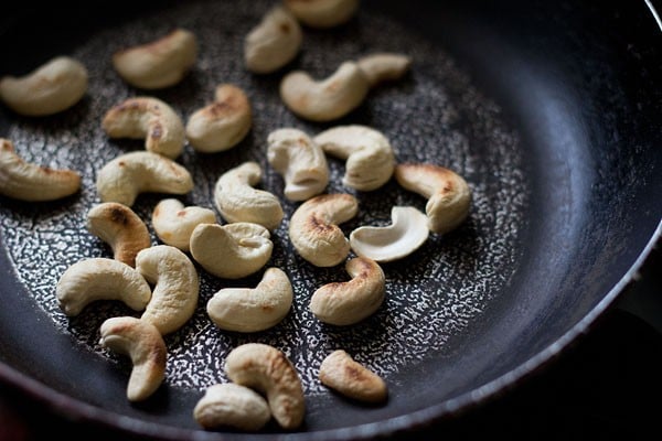 dry roast cashews for making masala bhat recipe