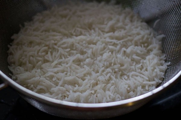 drain rice - making tawa pulao recipe