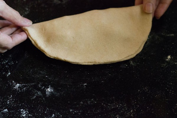 joining edges to make a calzone. 