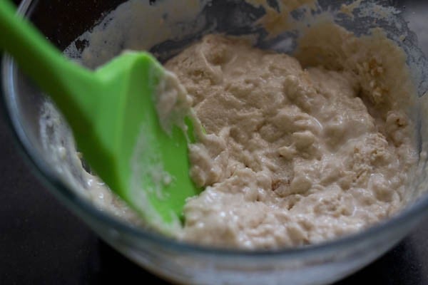 stir the mixture - making calzone recipe