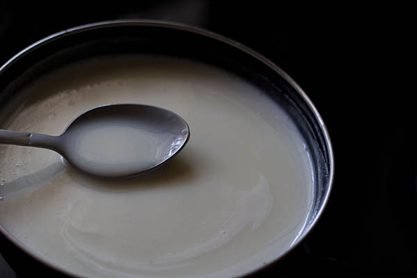 the custard is ready when it is thick enough to coat a spoon.