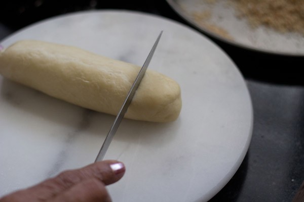 karanji dough cut into small parts