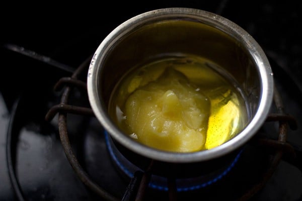 heat ghee in a bowl