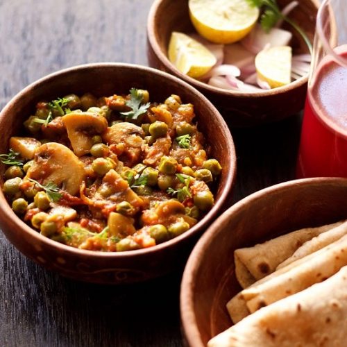 matar mushroom recipe, mushroom matar recipe