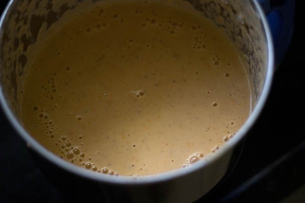 making puree of the cooked ingredients