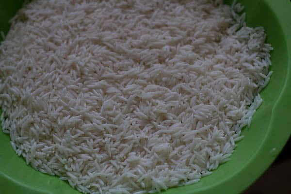 soaked and drained basmati rice 