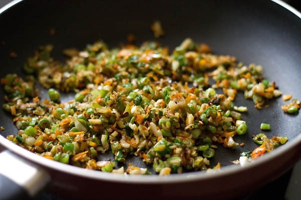 veggie stuffing ready and done for momos recipe.