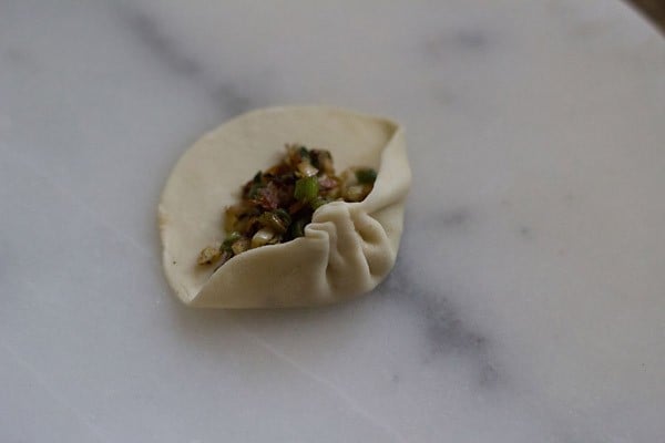 pleating the veg momos