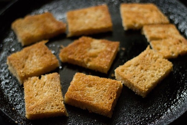 roasting bread is golden after flipping