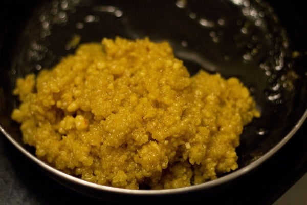 pulse motichoor ladoo mixture in pan