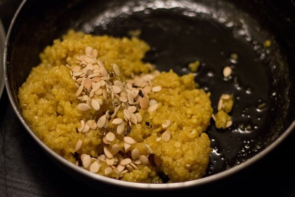 melon seeds added to the ladoo mixture