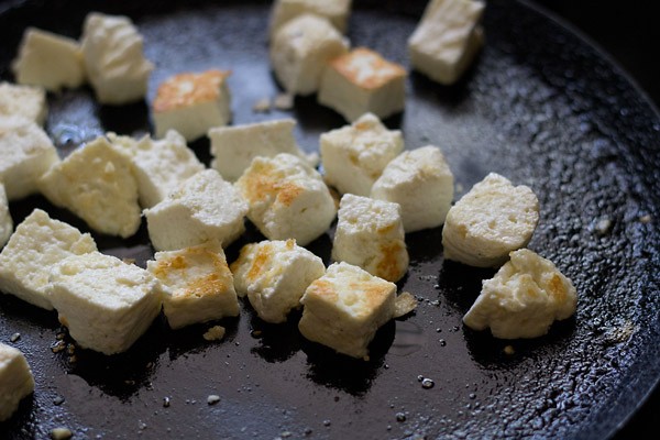 pan fried paneer cubes for pulao recipe