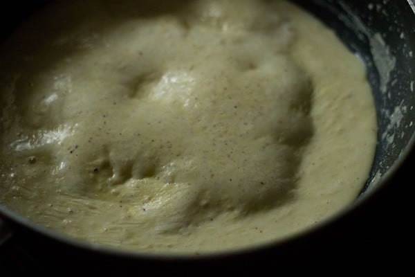 making rabri - milk is simmering through the "skin" the milk formed as it heats