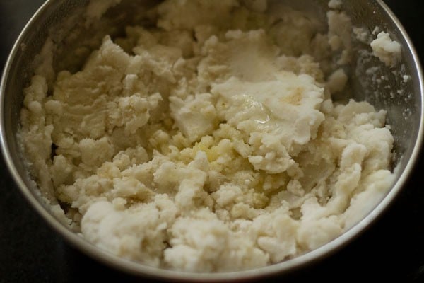 oil or ghee added to the rice flour mixture. 