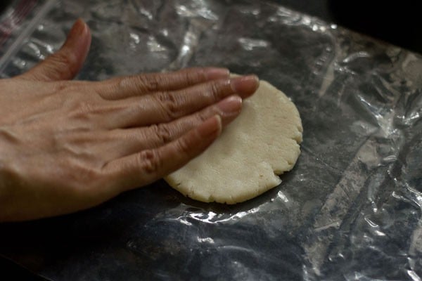 making rice puri. 