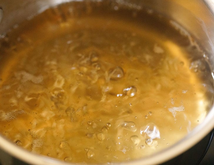 sugar solution getting boiled