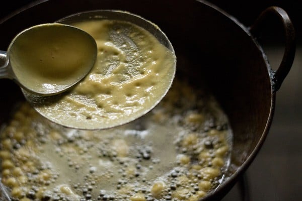 batter being finished up on ladle