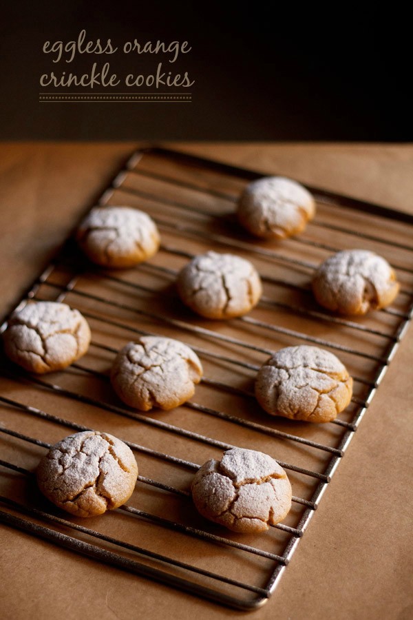 eggless orange crinckle cookies recipe, eggless orange cookies recipe