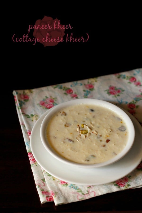 paneer kheer served in a white bowl