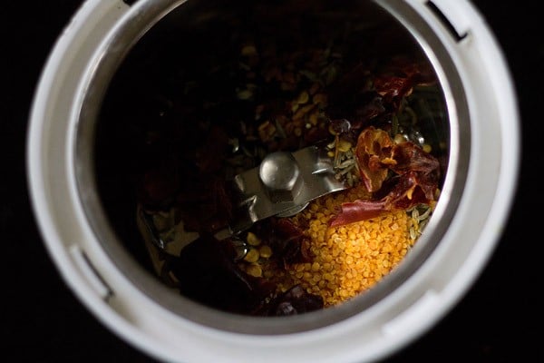 spices in a bowl to make Achari Masala