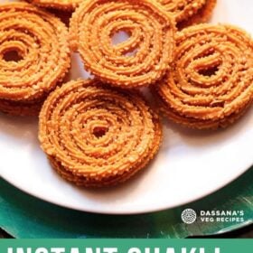 chakli kept on a white plate on a green background