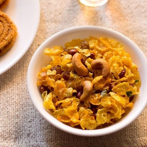 cornflakes chivda recipe, makai chivda recipe