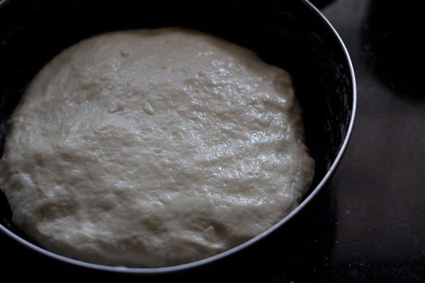 prepared dough kept for leavening. 