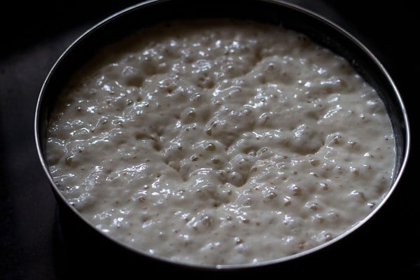 prepared bubbly and frothy batter for making ladi pav. 