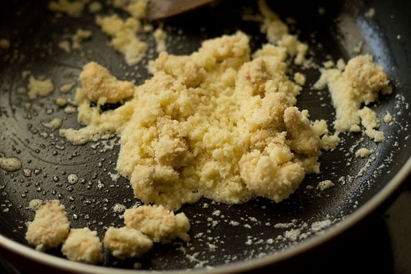 sautéing suji in pan.