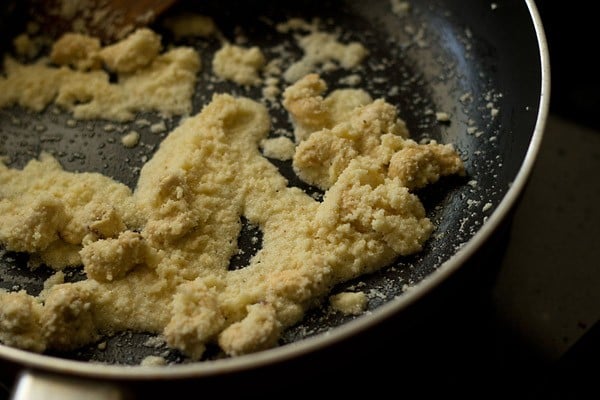 sautéed suji with cashewnuts in pan.