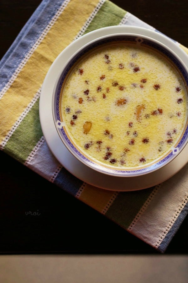 sooji kheer served in a bowl