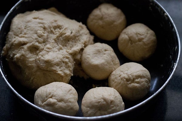 dough divided in medium size balls. 