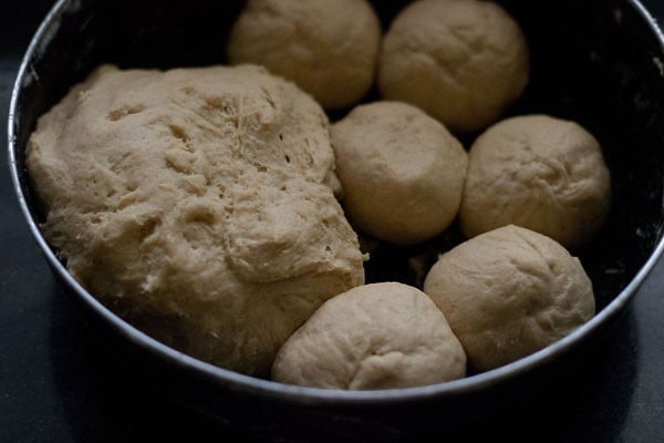 dough divided in medium size balls. 
