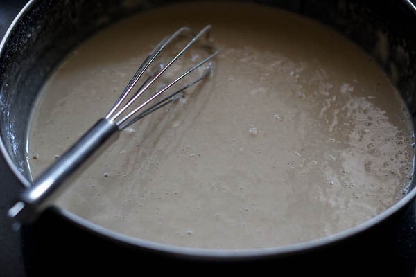 whisking the mixture till smooth. 