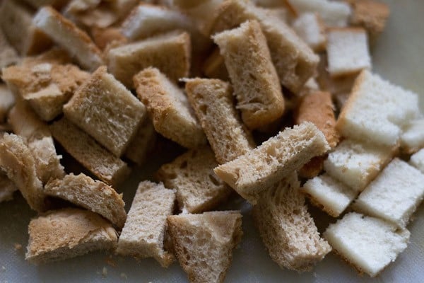 bread cubes for bread pudding.