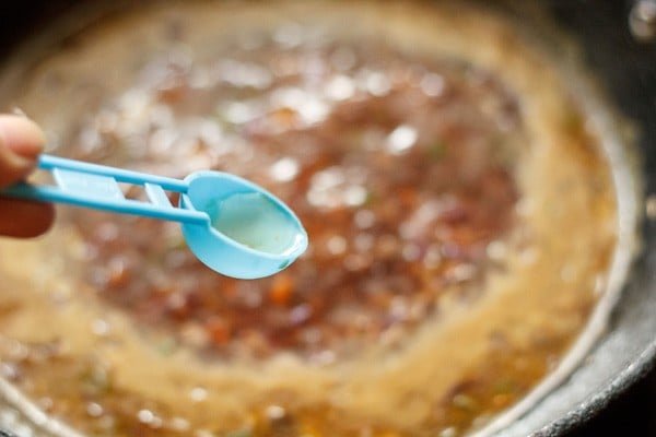 add vinegar to veg manchow soup as the last step