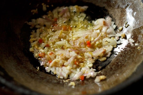 onions added to pan