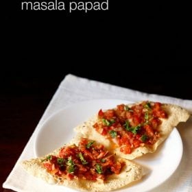 masala papad pieces served on a white plate with text layover.