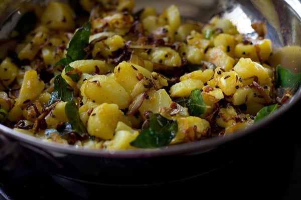 frying potato masala. 