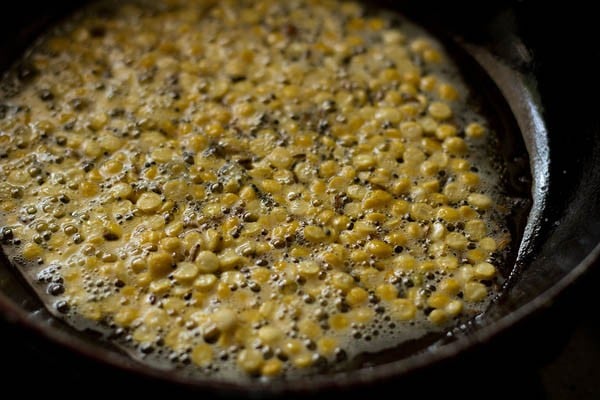 fry chana dal - making potato masala recipe