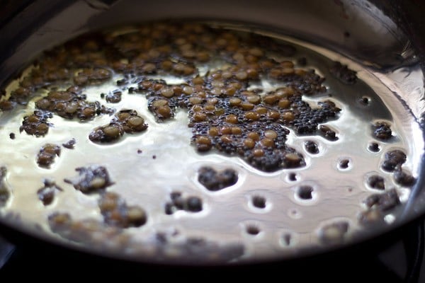 frying bengal gram for potato bhaji for dosa. 