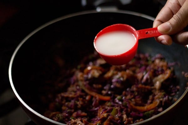 add corn starch paste to veggie pan