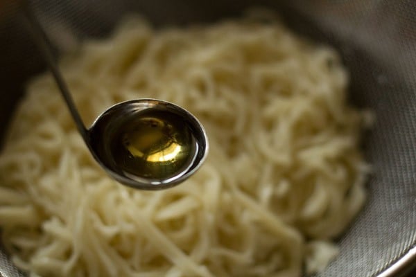 add oil to noodles to keep from sticking