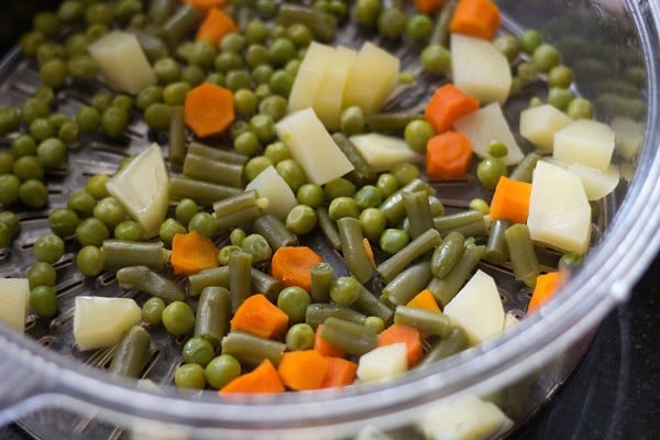 steamed vegetables for veg handi. 