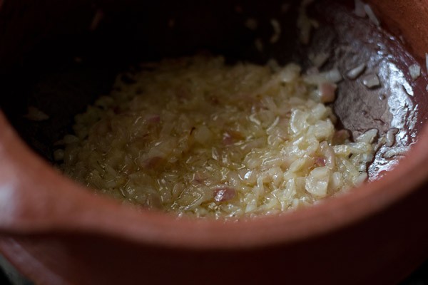 sauteing onions for vegetable handi recipe